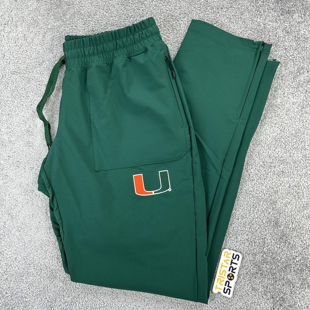Miami Hurricanes Pants Womens Large Tall Green NCAA Woven Zip Ankle Track Adidas
